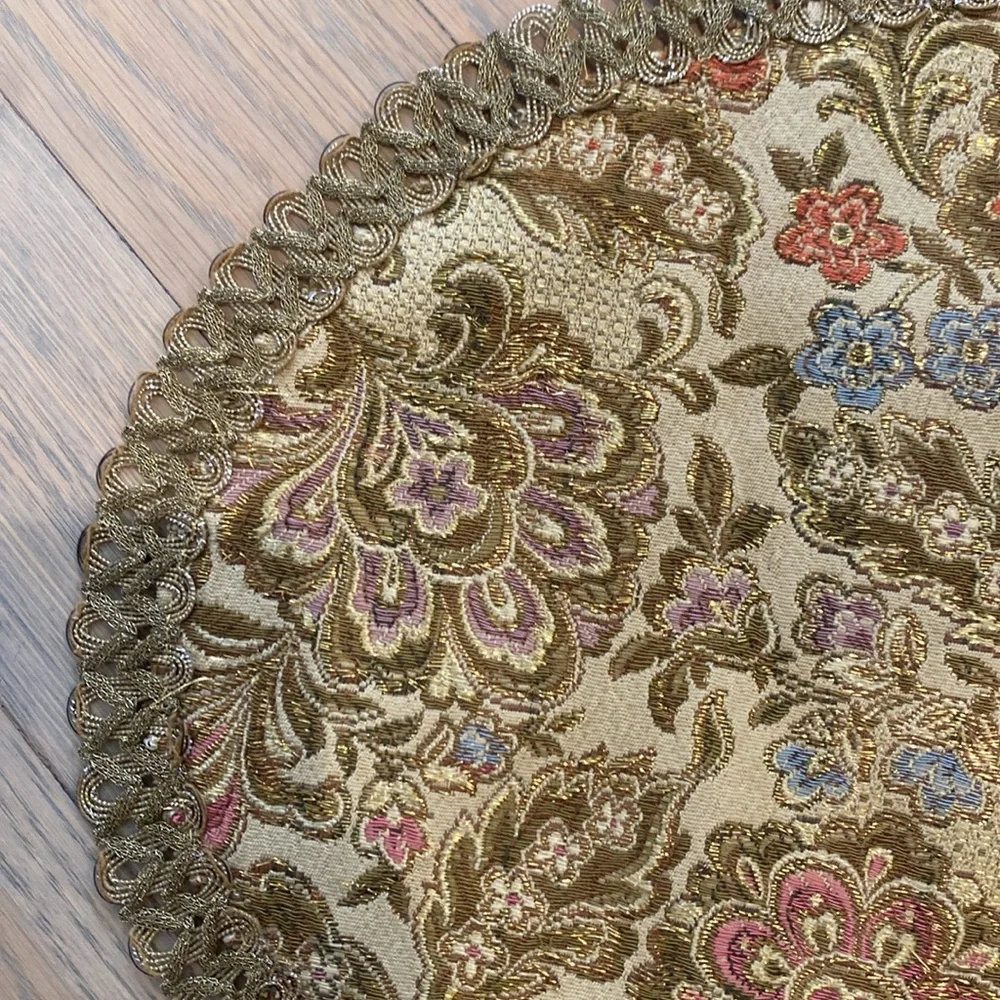 Vintage Floral Oval Tapestry table accent peice in variety of colors mixed.